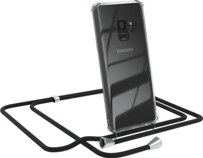 Produktbild von EAZY CASE Handykette kompatibel mit Samsung Galaxy S9, Handyhülle mit Umhängeband, Handykordel, Schutzhülle Clear, Band in Schwarz