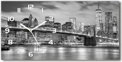 Produktbild von Wanduhr aus Glas – 60x30 cm - Glasbild - Glasuhr - Gehärtetes Glas - weisse-zeiger - Manhattan New York