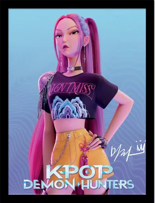 Image de K-Pop Demon Hunters - Poster encadré, Mira PM12787 (taille unique) (Rose/Bleu)