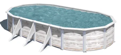 Produktbild von GRE Ovaler Stahlwandpool mit Nordicoptik KIT730N – 730 x 375 x 120 cm, Komplettset
