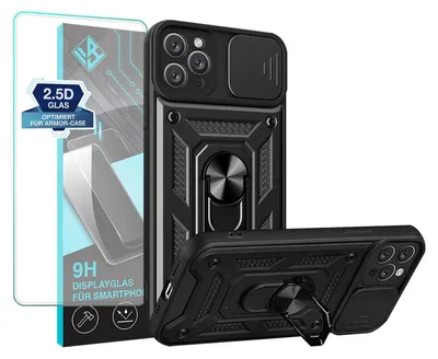 Produktbild von Armor Handyhülle für Apple iPhone 11 Pro mit 9H Displayglas Displayschutz Kameraschutz Handy Panzer Case Cover Schutzhülle Outdoor Farbe: Schwarz