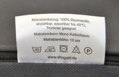 Produktbild von Ersatzbezug TRAVEL 90x200x12 cm anthrazit Germany 270g/m² Gewicht 40°C waschbar robust direkt vom Hersteller shogazi ® Manufaktur