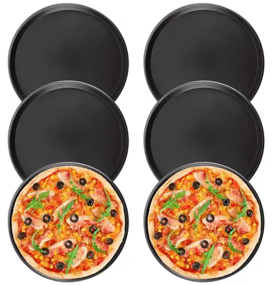 Immagine prodotto di Omgoods - Teglia per pizza da 30 cm - Set da 6 - Teglie per pizza rotonde - Rivestimento antiaderente - Acciaio al carbonio - Resistente e leggera - Teglie per pizza