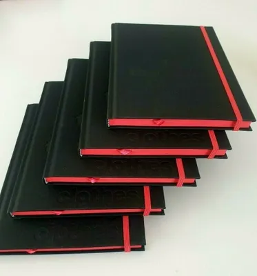 Produktbild von 3 x A5 Notizbuch Hardcover kariert Schwarzes DIN Büro Schule Notizen 180S.