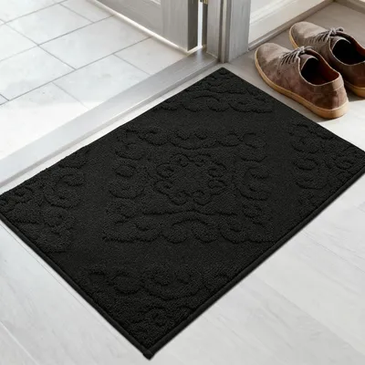 Obrázek produktu pro Podlahová rohož do interiéru, 50 x 80 cm, černá, zachycující nečistoty, protiskluzová, savá