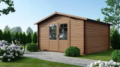 Image de Abri de jardin en bois - 15.2m2 - 3.9x3.9m - Traité - Ep. 34mm - Couleur: marron - DOM563 - ALTANKA