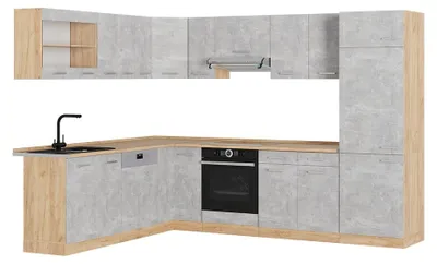 Obrázok produktu pre Rohová kuchyňa Vicco R-Line betón/Dub Goldkraft 287 x 227 cm bez pracovnej dosky, Model 53761