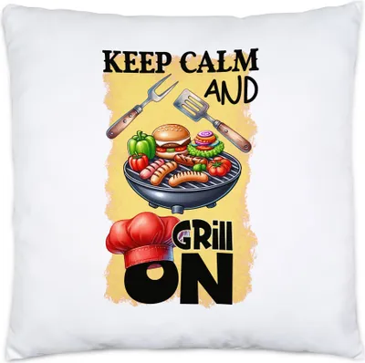 Produktbild von Keep Calm and Grill On BBQ Grillen lustiges Grill Humor Kissen inkl. Füllung