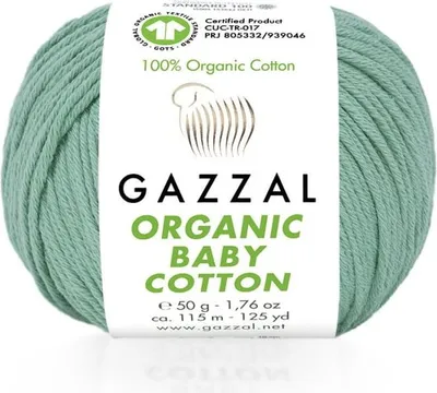 Obrázek produktu pro Příze z organické bavlny, měkká a šetrná k pokožce, tmavě mátová, 50g, 115m