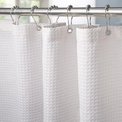Immagine prodotto di Tenda da doccia a forma di waffle, impermeabile, con anelli - 122 x 182 cm