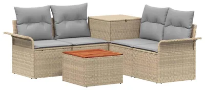 Image de Ensemble de canapés vidaXL, 6 pièces, couleur beige et gris clair, pour 4 personnes