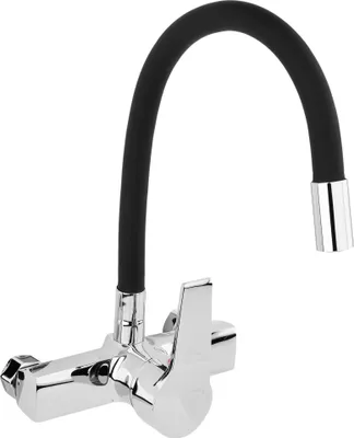 Produktbild von Küchenarmatur, flexible Wandarmatur, schwarz, Wasserhahn, Spültischarmatur, Mischbatterie