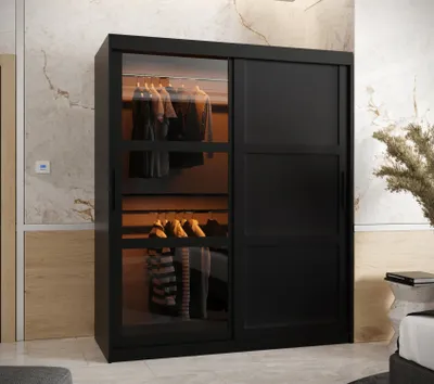 Produktbild von Kleiderschrank KATIE 2 - 150 cm, schwarz / schwarz