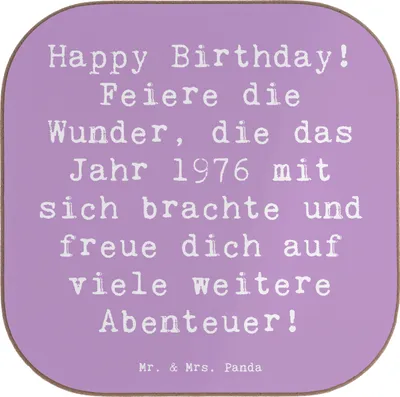 Produktbild von Mr. & Mrs. Panda Holzuntersetzer Spruch 1976 Geburtstag - Lavendeltraum - Geschenk, wunderbare Erinnerungen, Tassenuntersetzer, gläseruntersetzer, Happy Birthday, Alter