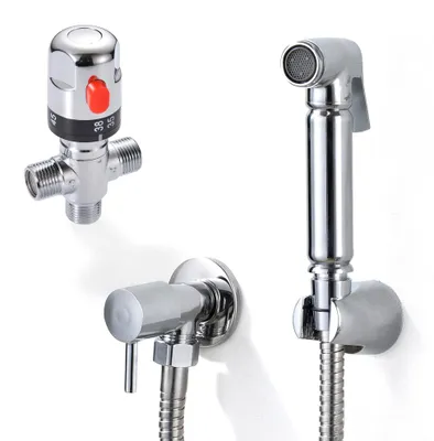 Thermostatische Bidet-Dusche, Chrom-Messing, 1 Set, verstellbar