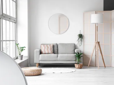 Produktbild von Runder Wandspiegel Britney Metallrahmen Silber Ø80cm