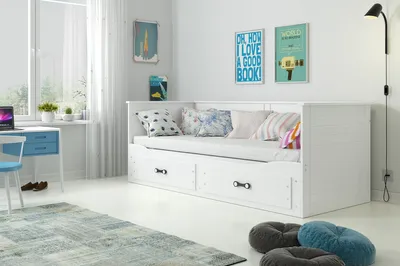 Immagine prodotto di Letto per bambini con letto aggiunto e materasso 80x200 ALIDA - bianco