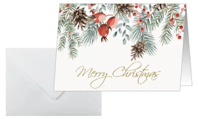 Produktbild von SIGEL DS085 Weihnachts-Karten "Red berries and pine cones" -  A6 quer - 25 Karten inkl. Umschläge