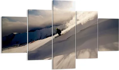 Produktbild von Bild auf Leinwand - Leinwandbild - Berge Ski Winter - 125x70cm - Wand Bild - Wanddeko - Wandbilder - Leinwanddruck - Bilder - Kunstdruck - Wanddekoration - Leinwand bilder - Wandkunst - EA125x70-0511