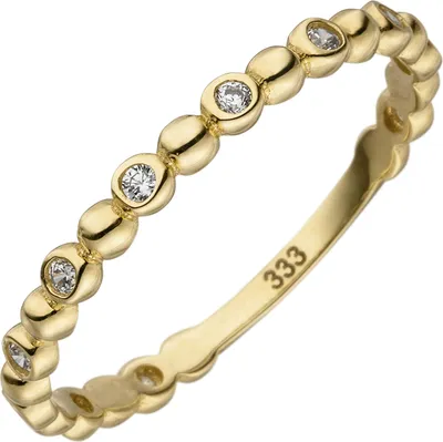 Produktbild von Gr. 56 Damen Ring Kugel 333 Gold Gelbgold 11 Zirkonia Goldring Kugelring