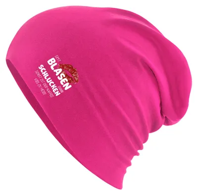 Produktbild von Huuraa Beanie Erst blasen dann schlucken, sonst Kaffee zu heiß Fuchsia One Size Baumwolle und Elasthan Mütze Geschenkidee