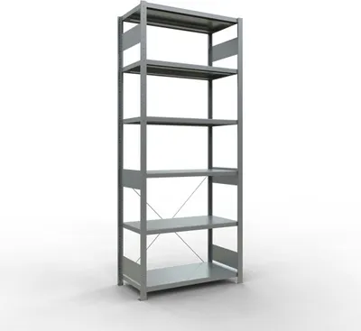 Produktbild von Schulte Fachbodenregal MULTIplus250 Stecksystem | Grundregal | HxBxT 250x100x50cm | 6 Ebenen | Fachlast 250kg | Verzinkt