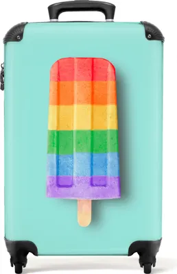 Produktbild von NoBoringSuitcases.com® Koffer Handgepäck Trolley Rollkoffer Kleine Reisekoffer mit 4 Rollen - Eiscreme - Regenbogen - Türkis - Sommer - Cabin Size < 55x40x23 cm & 55x40x20 cm - Fotokoffer - Kabinenkoffer - BoardgepäckHandgepäck Koffer 55x35x20 cm, 36L,