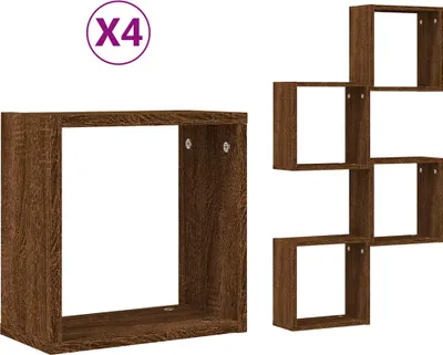 Obrázok produktu pre Nástenné police 4 ks hnedý dub 30x15x30 cm