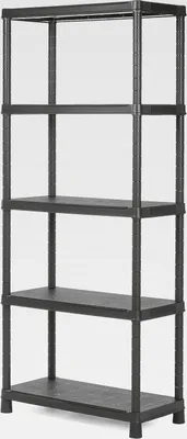 Produktbild von Plus Kunststoffregal 80/5, schwarz, 80 x 40 x 187 cm