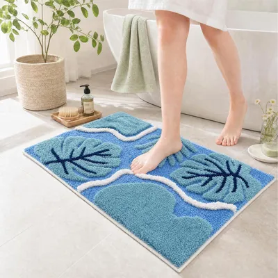 Produktbild von Rutschfeste Badmatte, 50 x 80 cm, ultraweiche Mikrofaser-Duschmatte, schnell wasserabsorbierend, rutschfeste Gummibackseite