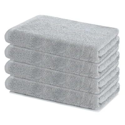 Zdjęcie produktu dla Zestaw 4 ręczników kąpielowych Lavea® Sydney, frotte, 100% bawełna, duże ręczniki kąpielowe do łazienki, toalety dla gości i uprawiania sportu, można prać w temperaturze 60°, 4 sztuki, 60 x 120 cm, srebrne