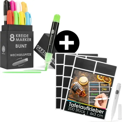 Produktbild von OfficeTree Tafelaufkleber + Kreidemarker Bunt