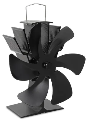 Produktbild von Peviasot 6-Blatt Kaminventilator wärmebetrieben, leise Ofenventilator mit Thermometer, 50–350 °C, Schwarz