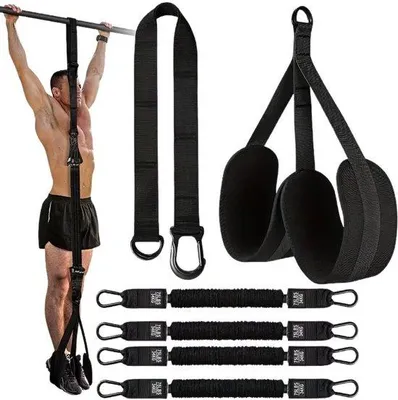 Image de Bandes d'assistance pour tractions, dispositif d'aide à la musculation réglable pour les exercices à la barre de traction, appareil d'assistance pour tractions très résistant avec 4 bandes d'assistance, entraînement à domicile pour le renforcement musculaire