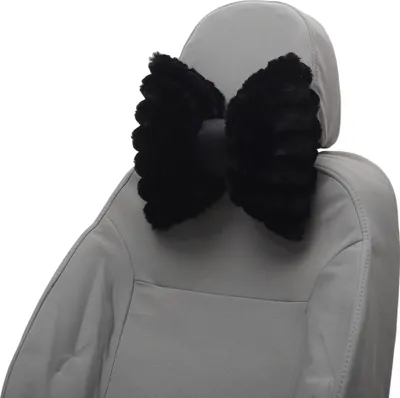 Produktbild von Auto Kopfkissen Ergonomisch Bequem Nackenstützkissen Autositz Kopfstütze Plüsch Memory Schaum Verstellbare Breite Schwarz 2 Stück Für Fahren Reisen