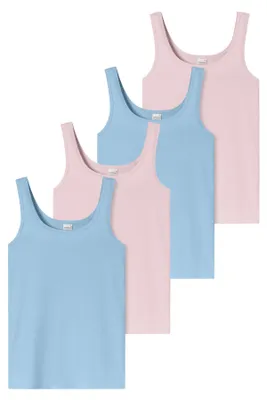 Produktbild von Schiesser Mädchen Unterhemd 955 4-Pack rosa,blau - Größe 140