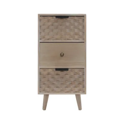 Immagine prodotto di Comodino stretto Rebecca Mobili con 3 cassetti in legno marrone