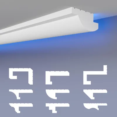 Produktbild von HEXIMO LED-Schattenfugenprofil Stuckleisten, indirekte Beleuchtung XPS-Styropor-Trockenbau-Deckenleisten für Wand-Deckenverkleidung (10,2 Meter HLED 28)