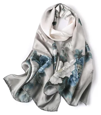 Zdjęcie produktu dla Elegancki jedwabny szal damski, 53 x 170 cm