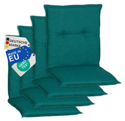 Produktbild von NYVI Gartenstuhl Auflagen Niedriglehner 4er Set Barcelona - UV-Beständig, Atmungsaktiv, Strapazierfähig - Niedriglehnerauflagen Sitzkissen Outdoor - Sitzauflagen für Gartenstühle 100x50cm Türkis