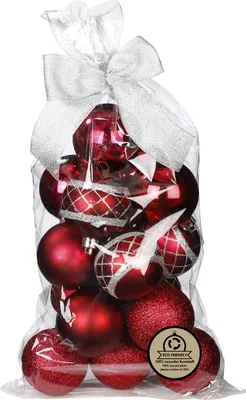 Produktbild von Weihnachtskugeln Kunststoff im Geschenkbeutel 6cm 16er Set Berry Kiss
