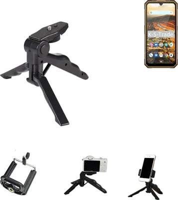Produktbild von K-S-Trade Stativ Tisch-Ständer Dreibein Handy-Stativ Ständer kompatibel mit Cubot KingKong 5 Mini-Stativ Smartphone Tripod Handy-Stativ aus Plastik