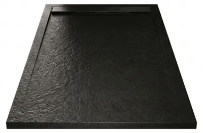 Produktbild von Mineralguss-Duschwanne extra flach RIBERA Schieferoptik SCHWARZ 90x180cm  Auslaufschutz in Farbe