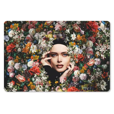 Produktbild von MuchoWow® Mauspad Mousepad Blume - Frauen - Porträt - Botanisch 27x18 cm - Mousepads - Maus Mat - Pad - Mausunterlage - Büroartikel - Desk Matten