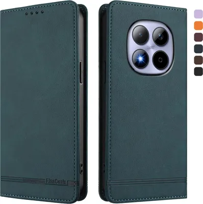 Produktbild von Hülle für Xiaomi Redmi Note 15 Pro 5G, Retro Kunstleder Ständer Klapphülle mit Kartenfächer und Magnetische Grün