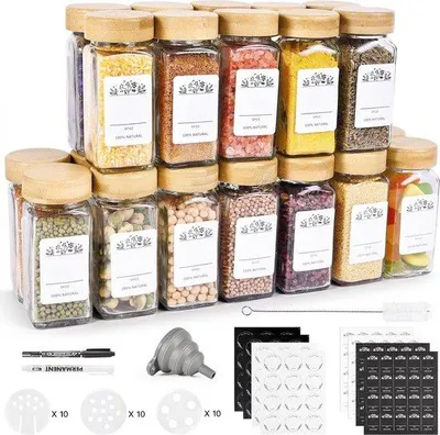 Produktbild von Famanu Kräuterbehälter Set mit Bambusdeckel - 4 Stück