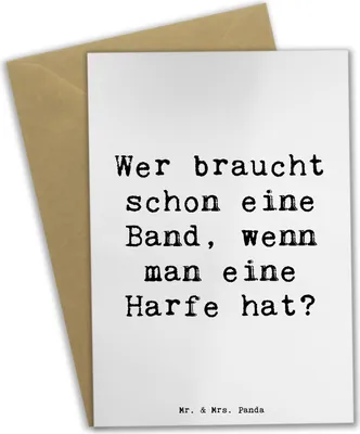 Produktbild von Mr. & Mrs. Panda Glückwunschkarte Spruch Harfenzauber - Weiß - Geschenk, Musikinstrument, glückwunschkarten, Harfenspieler, Elegant, Musik, Beileidskarte, Klang, Lernen