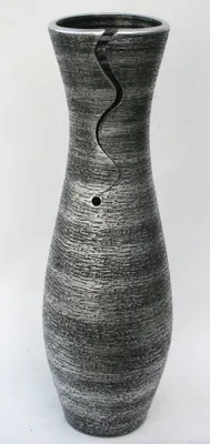 Produktbild von Bodenvase Dekovase Keramik Schwarz Silber ca.60 CM - Modell: Silberling D - Eingeschnitten schwarz einfarbig