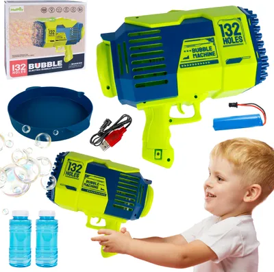 Obrázek produktu pro MalPlay Bubble Machine s 2x tekutou bublinkovou pistolí Bubble Machine pro dětské hračky