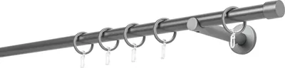Produktbild von Gardinenstange auf Maß 20mm Cap 1-lauf Wandträger 12cm Farbe: Anthrazit, Größe: 170cm